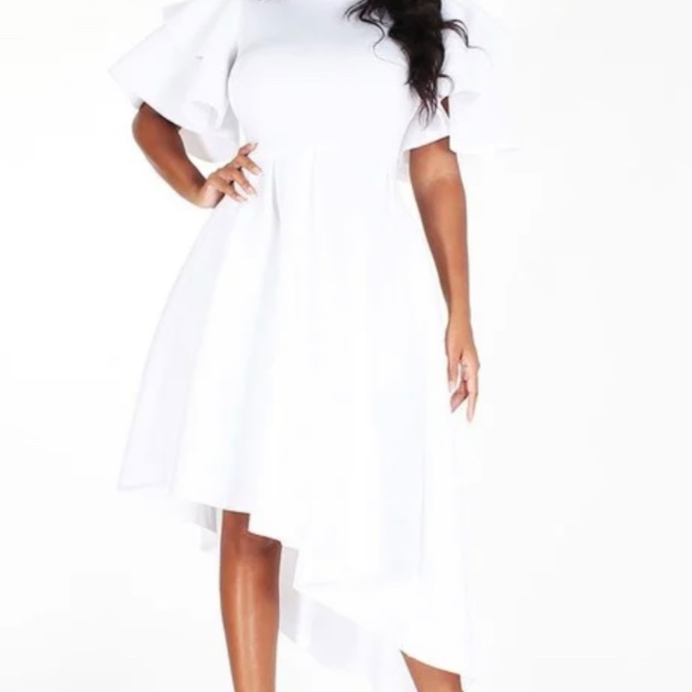 Asymmetric zipper back scuba midi dress